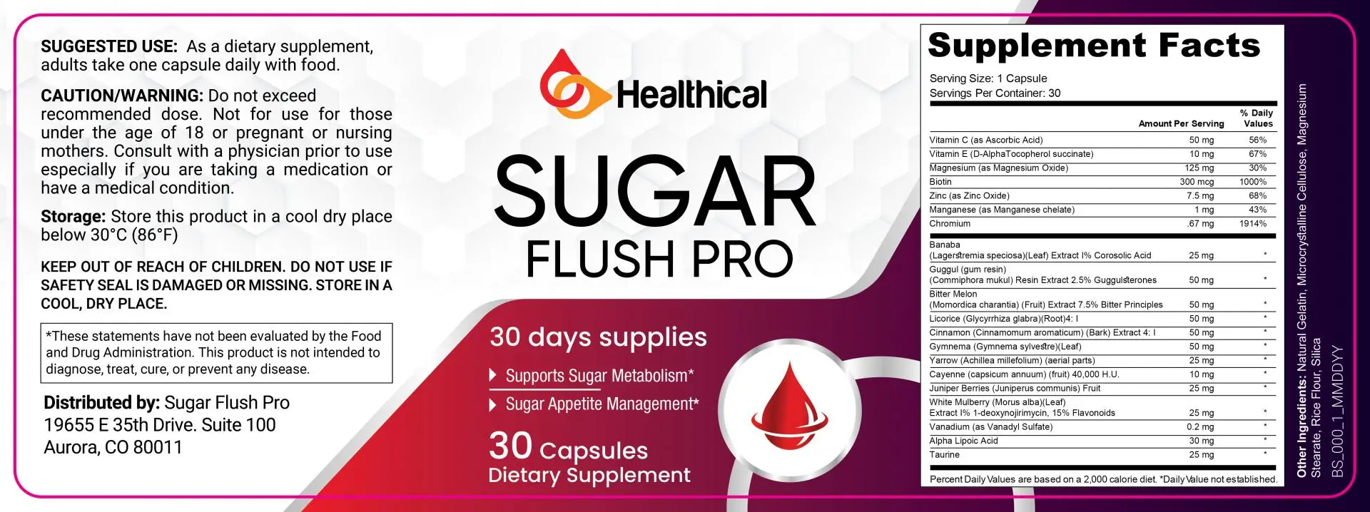 sugar flush pro label